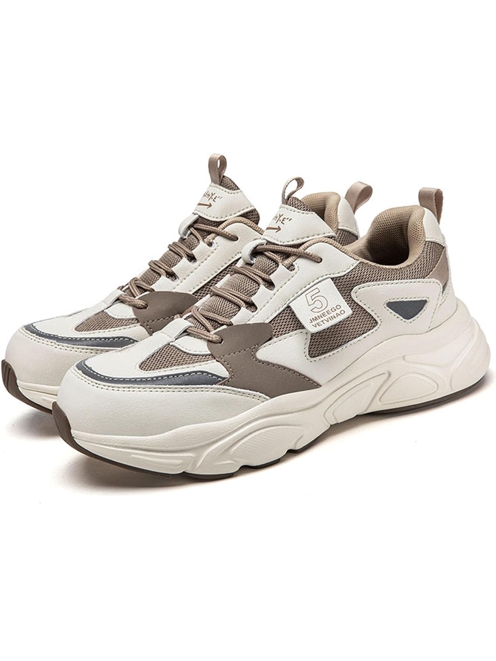 Chunky Casual Sneakers - White & Taupe - Unbranded